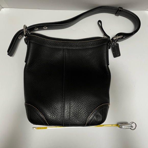 Coach Purse Pebble Leather Adjustable Strap Shoulder H0894-F12319 Black Buckle - Picture 8 of 15